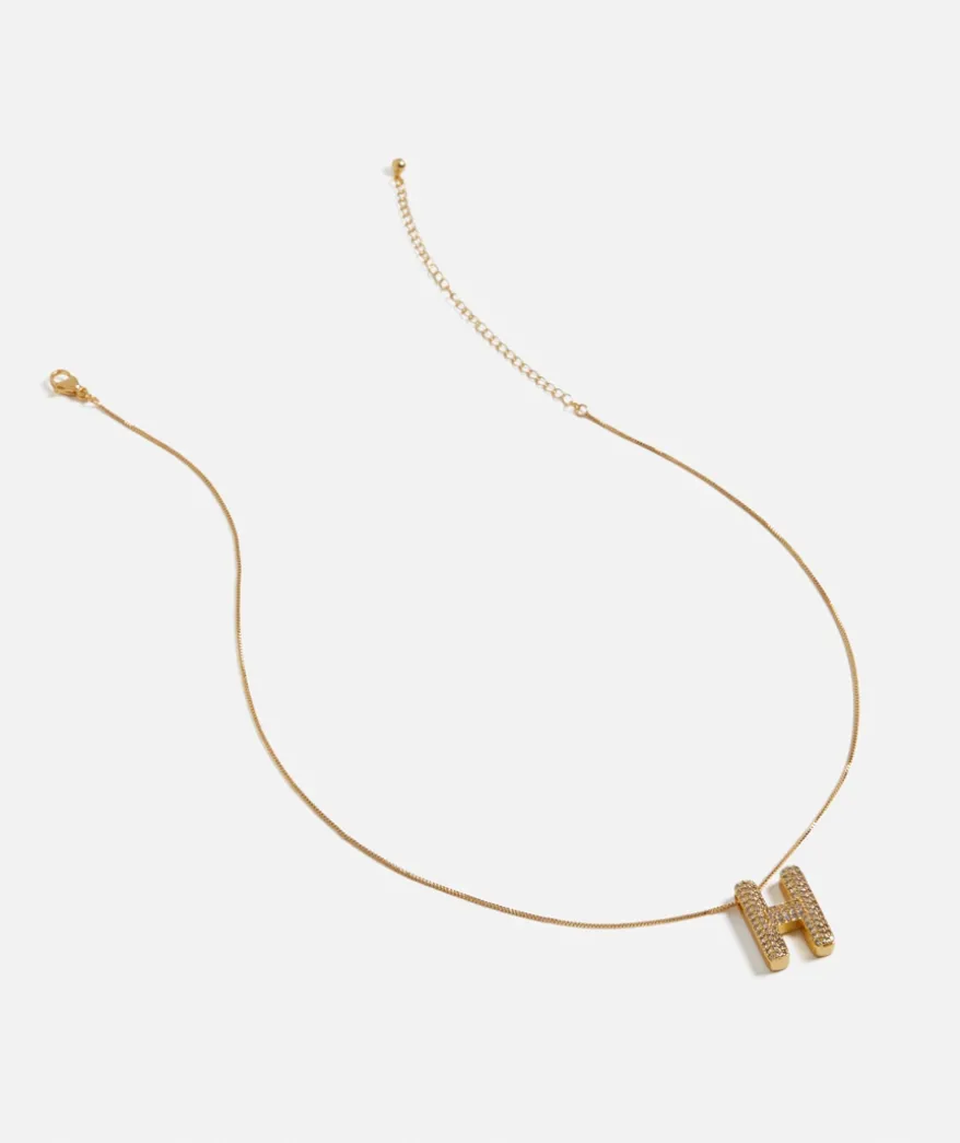 GOLD BUBBLE ALPHABET NECKLACE