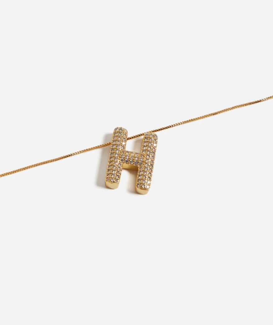 GOLD BUBBLE ALPHABET NECKLACE