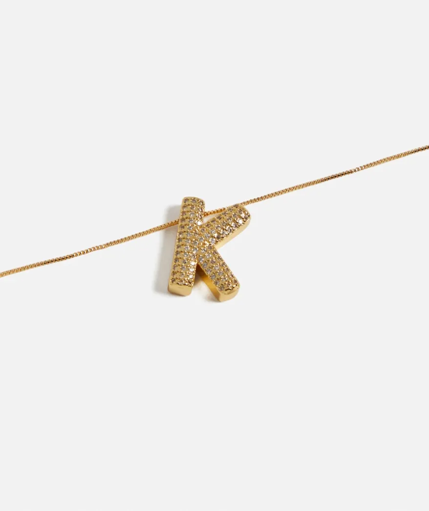GOLD BUBBLE ALPHABET NECKLACE