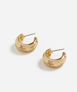 GOLD CELESTIAL HOOP ETCHED EARRINGS