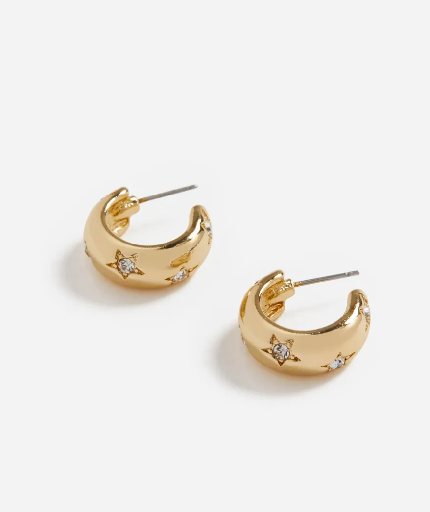 GOLD CELESTIAL HOOP ETCHED EARRINGS