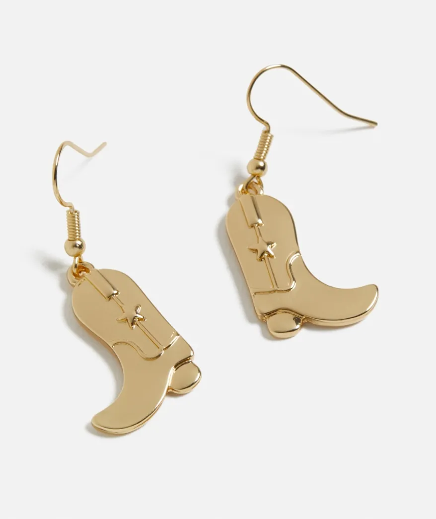 GOLD COWGIRL BOOT EARRING