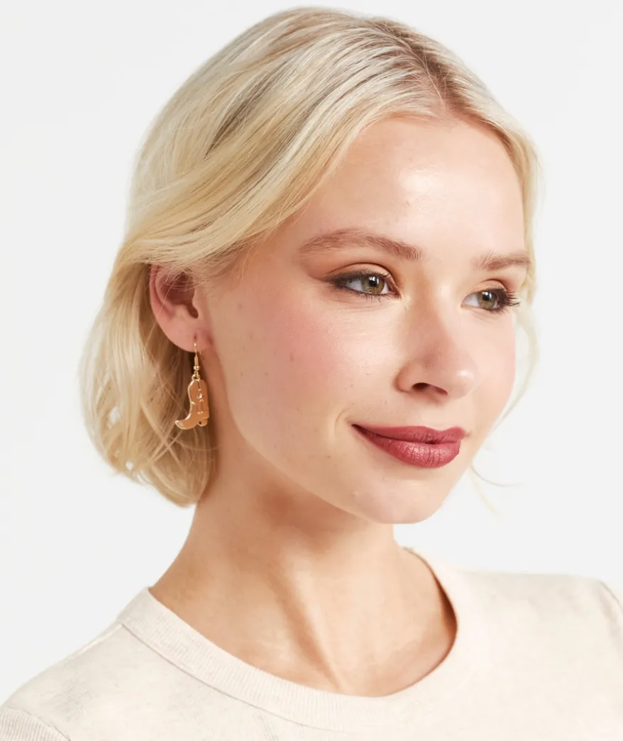 GOLD COWGIRL BOOT EARRING