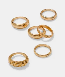 GOLD CROISSANT MINIMAL RING PACK
