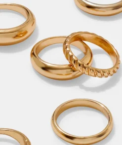 GOLD CROISSANT MINIMAL RING PACK
