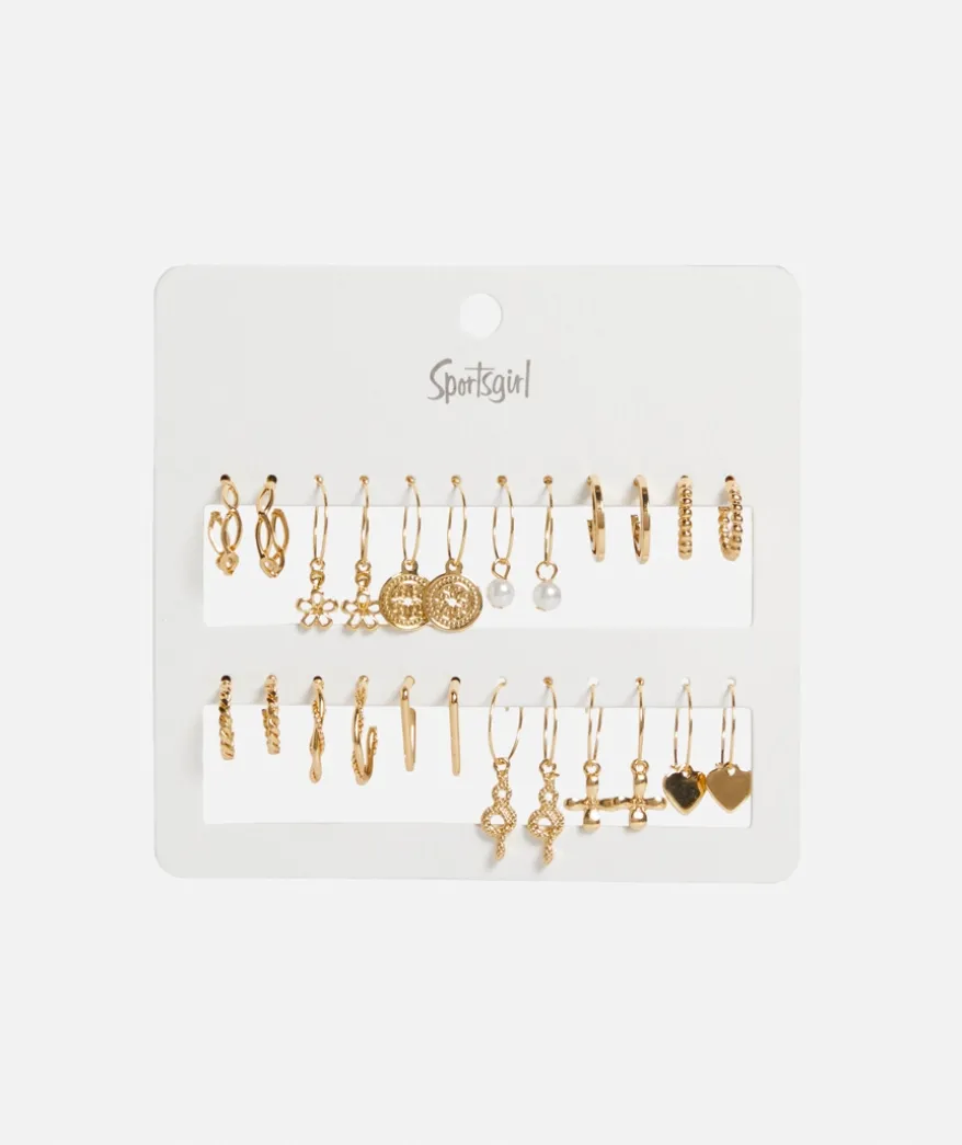GOLD DAINTY CELESTIAL HOOP EARRING PACK