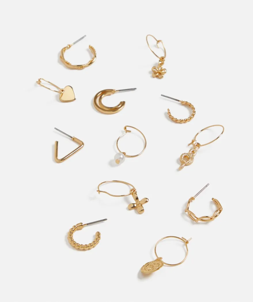 GOLD DAINTY CELESTIAL HOOP EARRING PACK