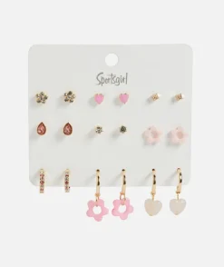 GOLD FLOWER HOOP AND STUD EARRING PACK