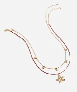 GOLD FLOWER ROPE LAYERED NECKLACE