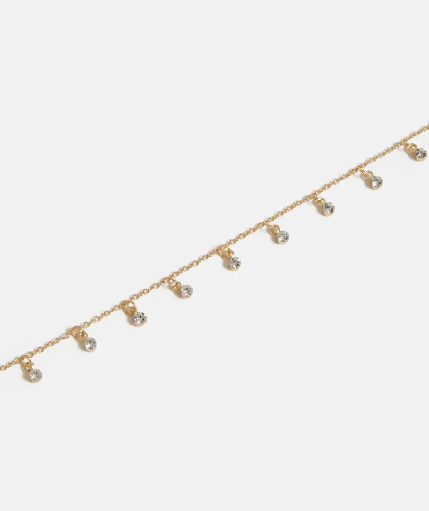 GOLD JEWEL DROP PENDANT NECKLACE