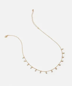 GOLD JEWEL DROP PENDANT NECKLACE