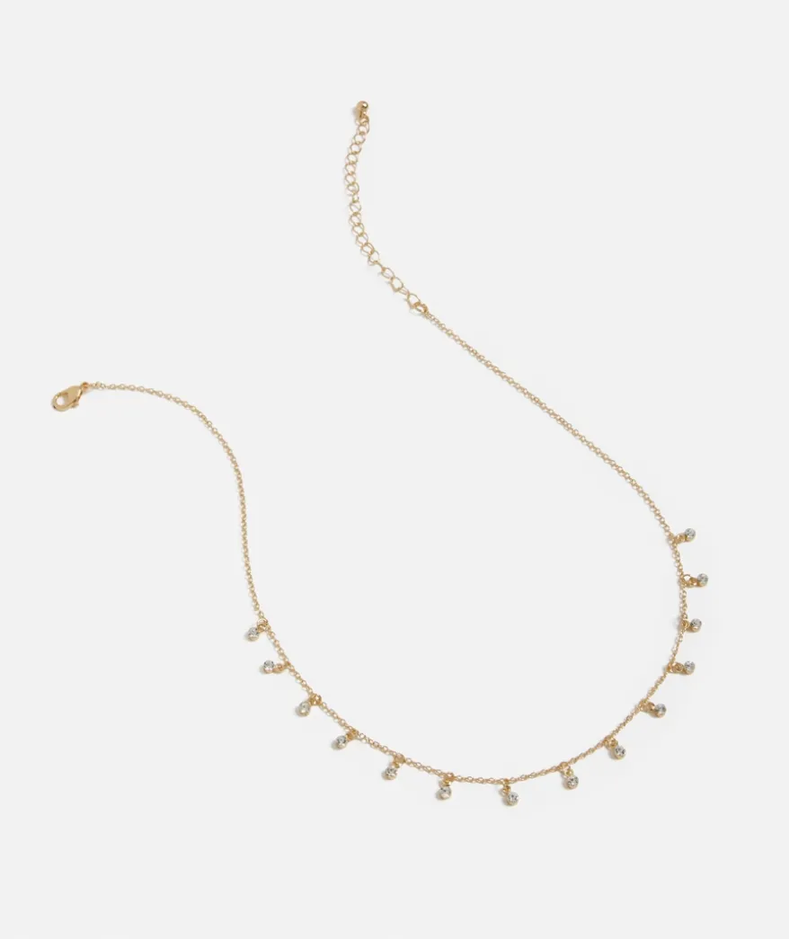 GOLD JEWEL DROP PENDANT NECKLACE