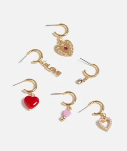 GOLD JEWEL HEART EARRING PACK