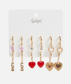 GOLD JEWEL HEART EARRING PACK