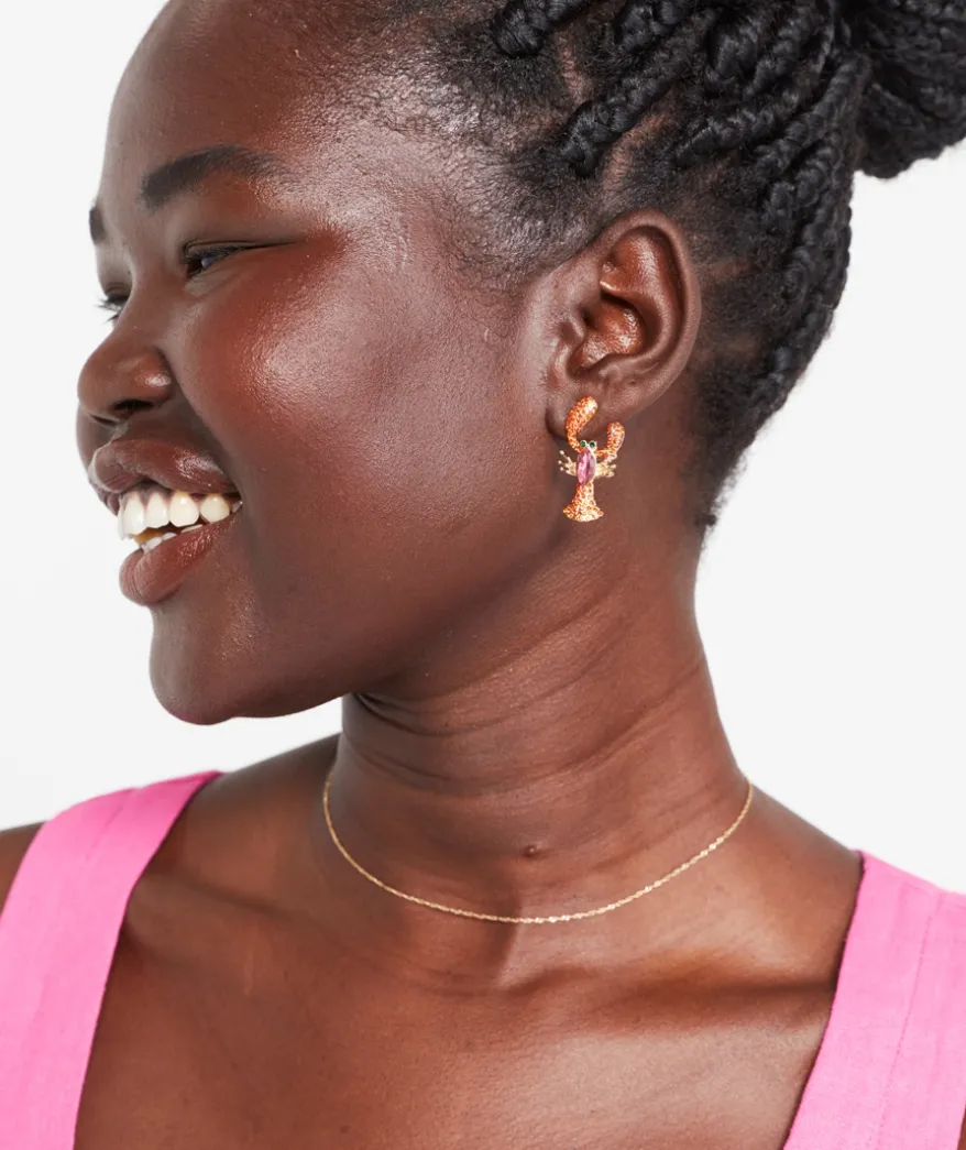GOLD JEWEL LOBSTER STUD EARRING