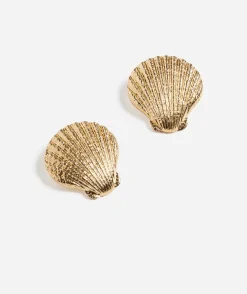 GOLD LARGE SHELL STUD EARRING