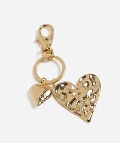 GOLD METAL HEART BAG CHARM
