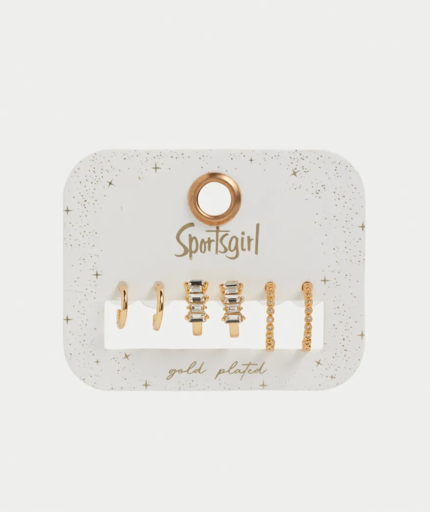 GOLD PLATED BAGUETTE HOOP PACK
