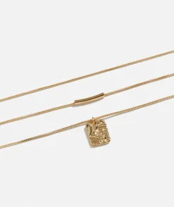 GOLD PLATED BEATEN DISC LAYERED NECKLACE