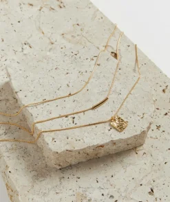 GOLD PLATED BEATEN DISC LAYERED NECKLACE