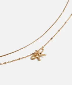 GOLD PLATED BOW PENDANT NECKLACE