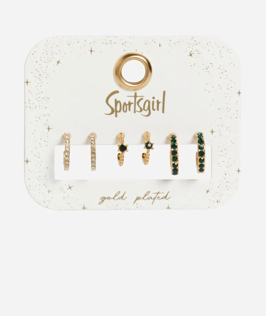 GOLD PLATED COLORED GEM HUGGIE PACK