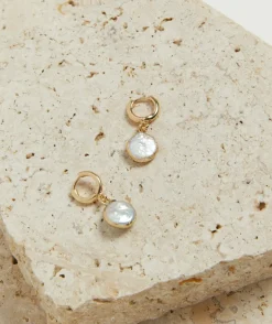GOLD PLATED FRESHWATER PEARL DROP MINI HUGGIE EARRING