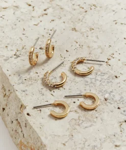 GOLD PLATED JEWEL HUGGIE EARRING PACK