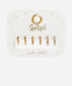 GOLD PLATED JEWEL HUGGIE EARRING PACK