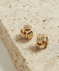 GOLD PLATED KNOT STUD EARRING