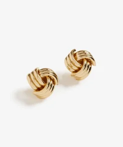 GOLD PLATED KNOT STUD EARRING