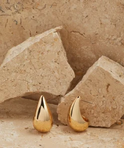 GOLD PLATED LARGE TEARDROP EARRINGS
