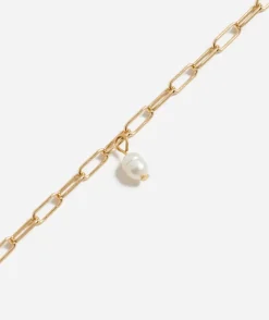 GOLD PLATED PAPERCLIP PEARL NECKLACE