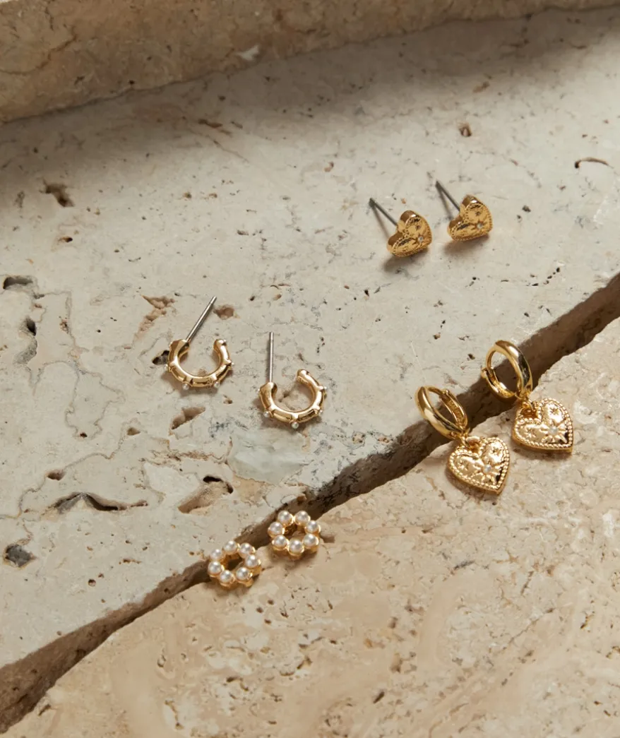 GOLD PLATED PEARL CELESTIAL EARRING PACK
