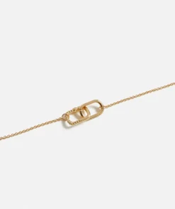 GOLD PLATED RECTANGLE LINK PENDANT NECKLACE