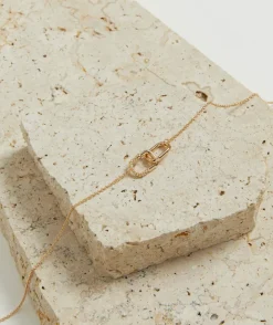 GOLD PLATED RECTANGLE LINK PENDANT NECKLACE