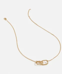 GOLD PLATED RECTANGLE LINK PENDANT NECKLACE