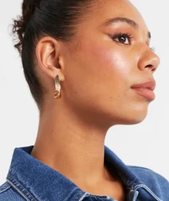 GOLD PLATED TWIST HOOP EARRING
