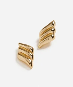 GOLD PLATED WAVE STUD EARRING