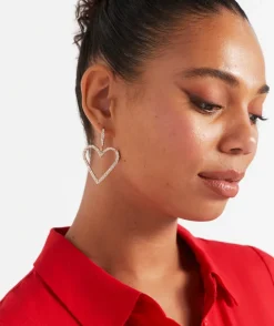 GOLD RHINESTONE HEART EARRINGS