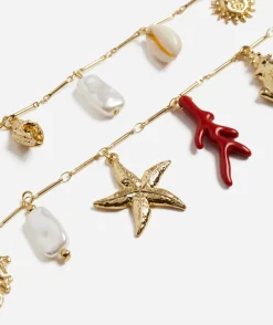 GOLD SEA CHARMS CHUNKY NECKLACE