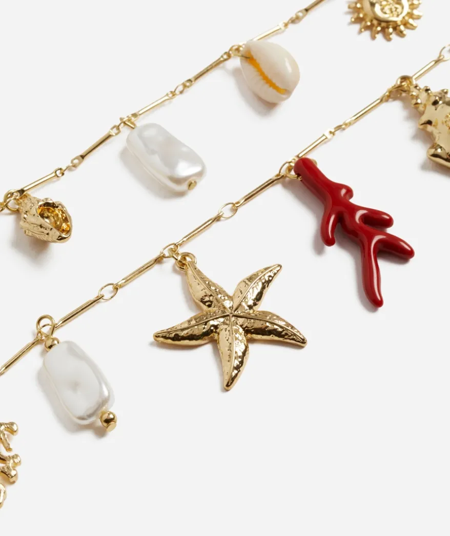 GOLD SEA CHARMS CHUNKY NECKLACE
