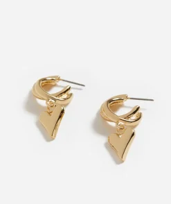GOLD SINGLE HEART HOOP DROP EARRING