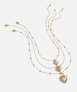 GOLD VINTAGE HEART LAYERED NECKLACE PACK