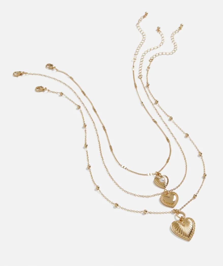 GOLD VINTAGE HEART LAYERED NECKLACE PACK