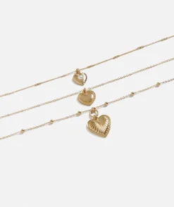 GOLD VINTAGE HEART LAYERED NECKLACE PACK
