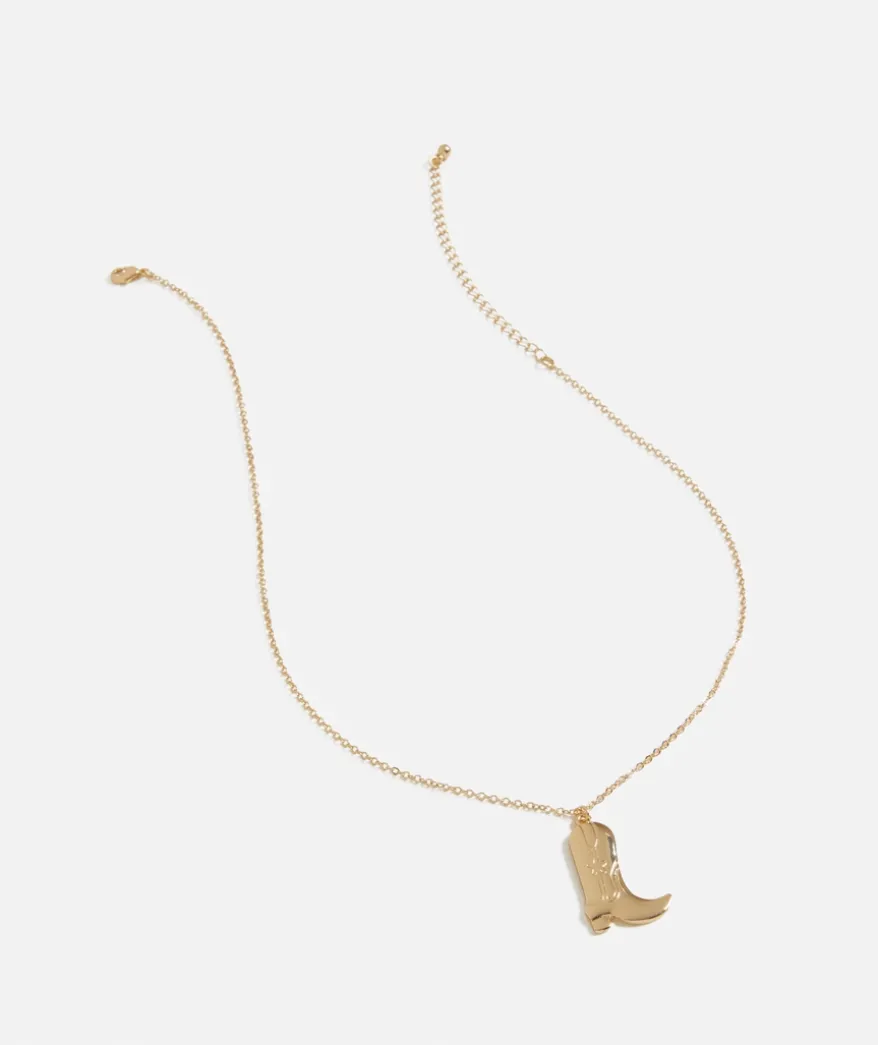 GOLD WESTERN COWGIRL PENDANT NECKLACE