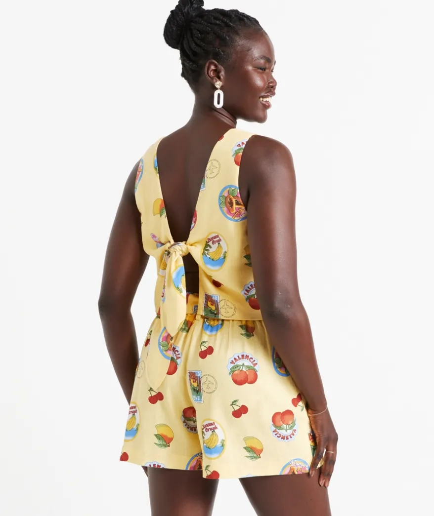 HANNAH LINEN BLEND BELTED SHORT