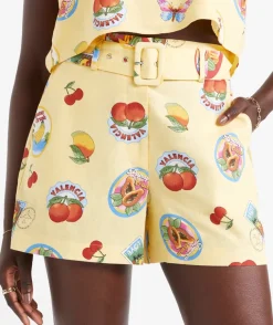 HANNAH LINEN BLEND BELTED SHORT