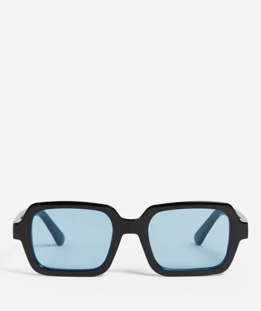 HARPER SQUARE SUNGLASSES - BLACK/BLUE